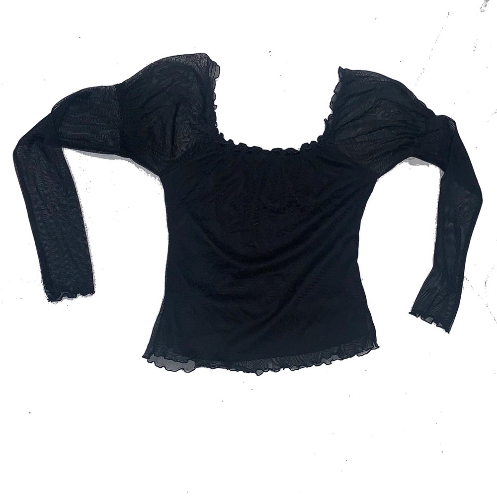 Princess sleeve mesh long sleeve top